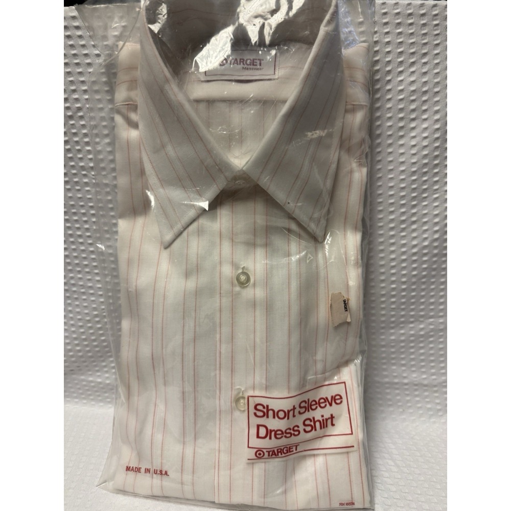 Vintage 1970s Target Men's NOS Button Down Pink Stripe Dagger Collar SZ 15.5 USA